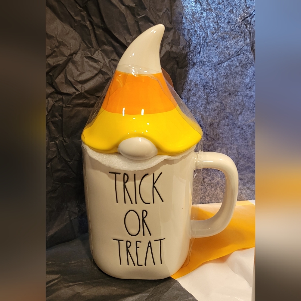 Trick or Treat Rae Dunn mug w/Candy corn Topper